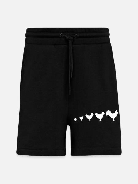 Evolution Farmer Chicken Rooster Funny - Shorts - made by SPREAD - SOLID BLACK