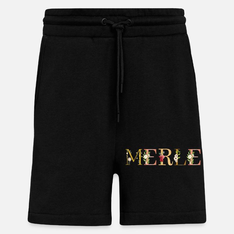 MERLE Name mit Blumen geschmückt - Shorts - made by SPREAD - SOLID BLACK