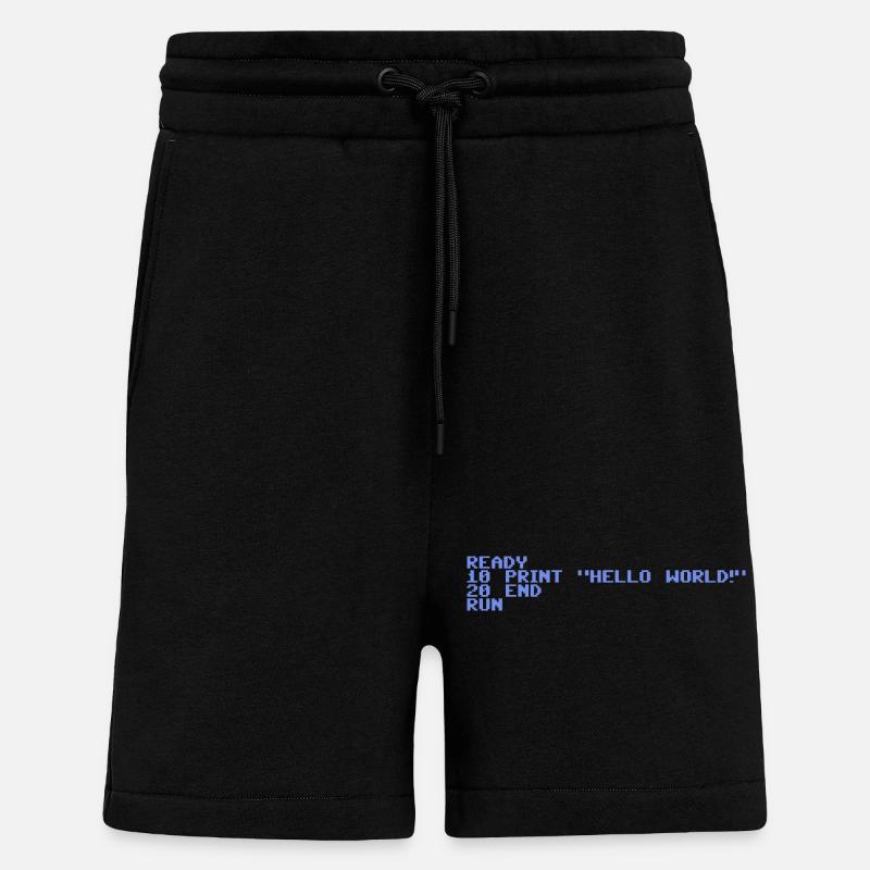 Retro Pixel Hello World - Shorts - made by SPREAD - SOLID BLACK