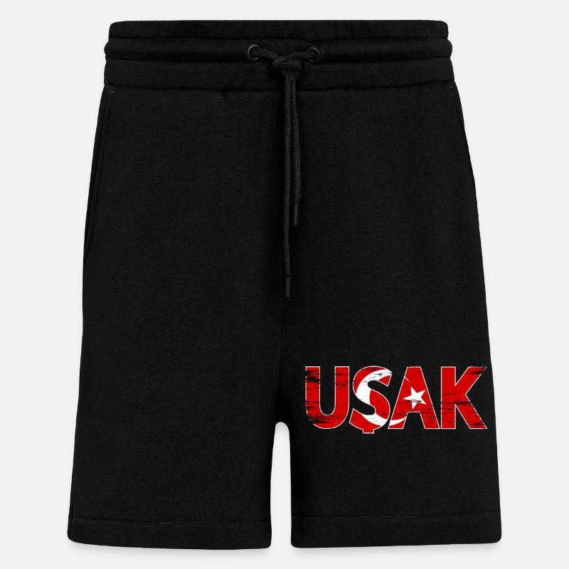 Usak Turkey flag used - Shorts - made by SPREAD - SOLID BLACK