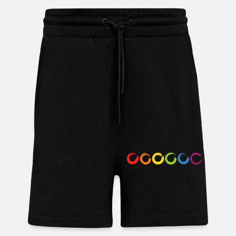 6 gemalte Kreise aus farbigen Pinselstrichen - Shorts - made by SPREAD - SOLID BLACK