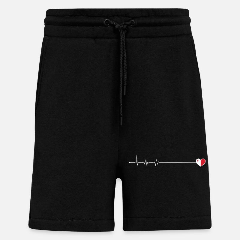 Icône Pulse Heartbeat - Short bio décontracté fabriqué en UE - SOLID BLACK