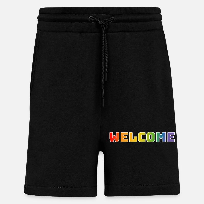 Rainbow welcome white - Shorts - made by SPREAD - SOLID BLACK