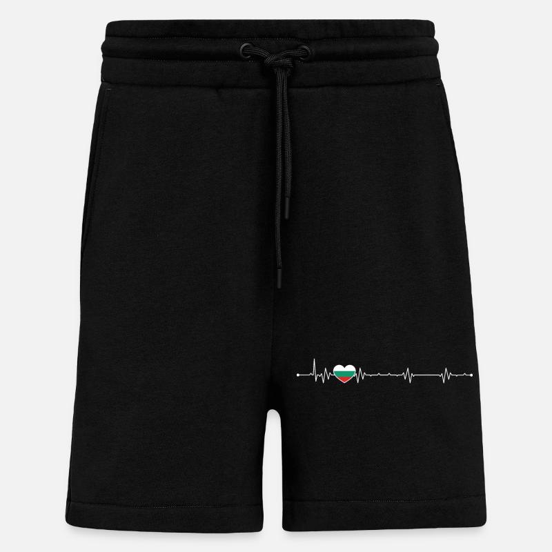 Heartbeat drapeau de la Bulgarie - Short bio décontracté fabriqué en UE - SOLID BLACK
