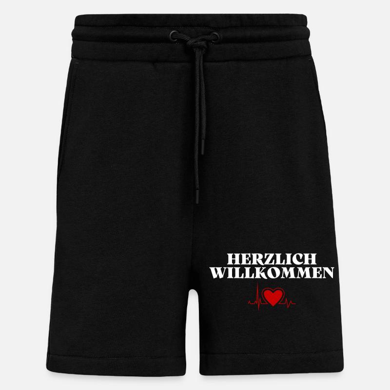 Herzlich Willkommen Herz Liebe - Shorts - made by SPREAD - SOLID BLACK