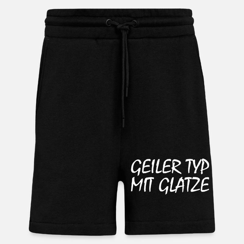 guy with bald head - Shorts - made by SPREAD - SOLID BLACK