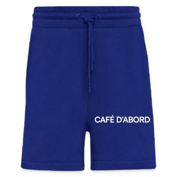 CAFÉ D’ABORD – Humour bureau lundi matin - Short bio décontracté fabriqué en UE - Iconic Blue - Devant