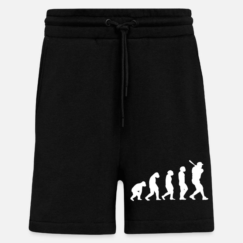 Baseball Player Evolution Baseball - Shorts - made by SPREAD - SOLID BLACK