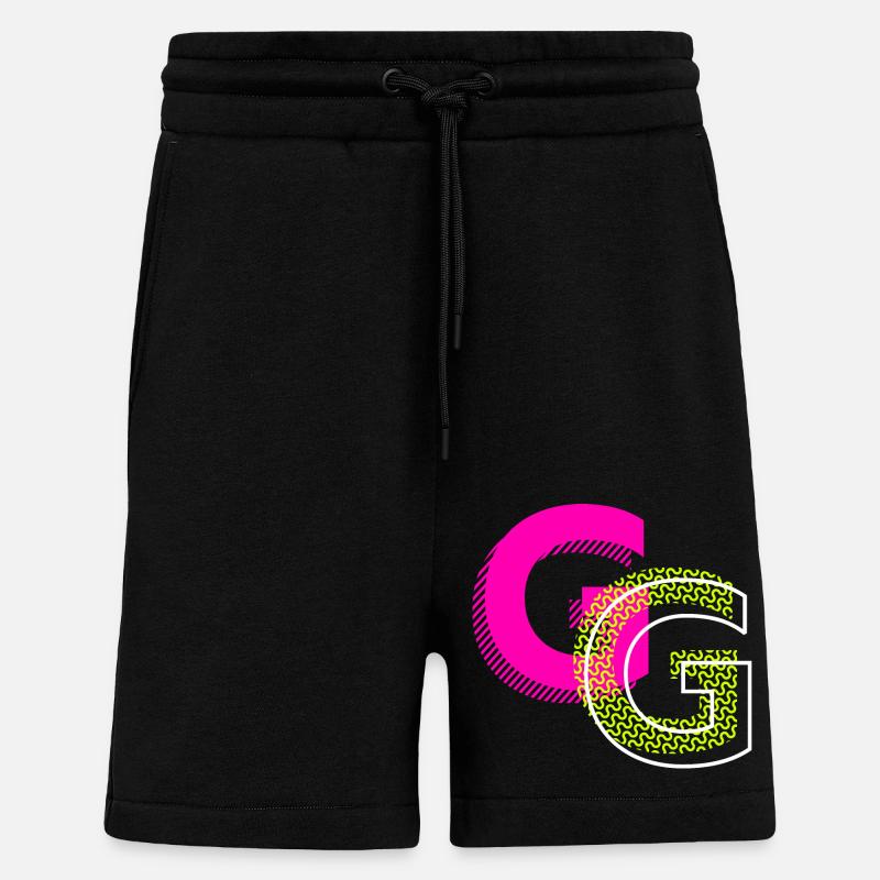 Lettre initiale G - Short bio décontracté fabriqué en UE - SOLID BLACK