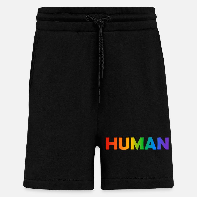 Human rainbow text LGBTQ pride - Shorts - made by SPREAD - SOLID BLACK