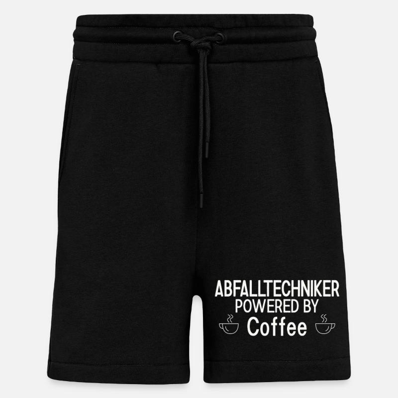 Abfalltechniker Powered By Coffee - Shorts - made by SPREAD - SOLID BLACK