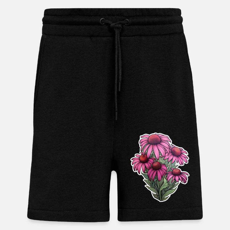Echinacea - Short bio décontracté fabriqué en UE - SOLID BLACK