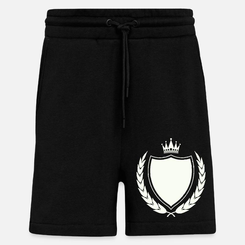 Armoiries Couronne - Short bio décontracté fabriqué en UE - SOLID BLACK