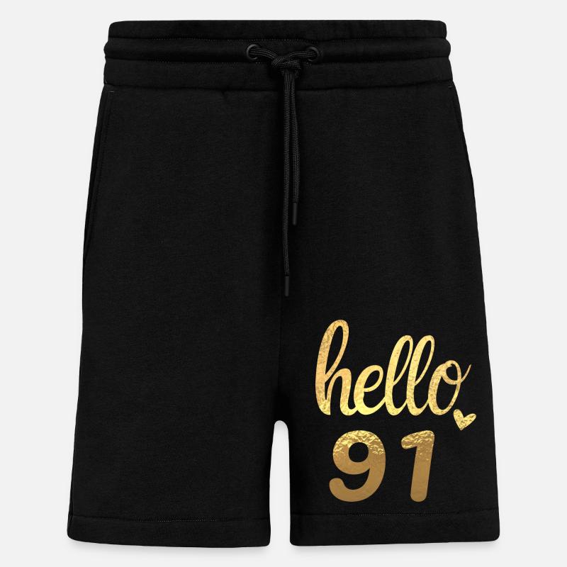 Hello 91 doré - Short bio décontracté fabriqué en UE - SOLID BLACK