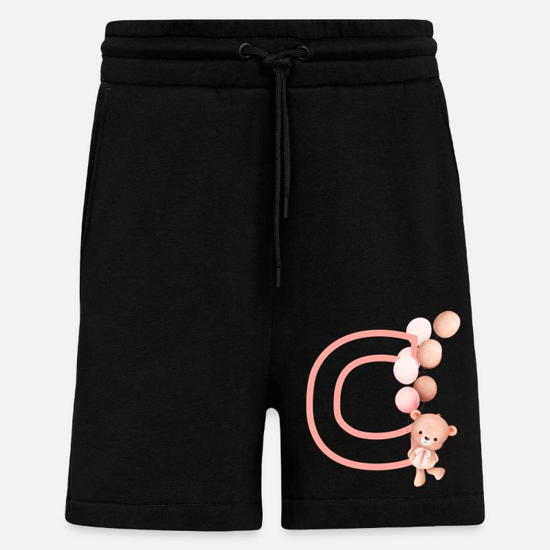 Letter c pink bear - Shorts - made by SPREAD - SOLID BLACK