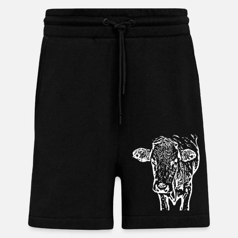 Tête de vache blanche - Short bio décontracté fabriqué en UE - SOLID BLACK