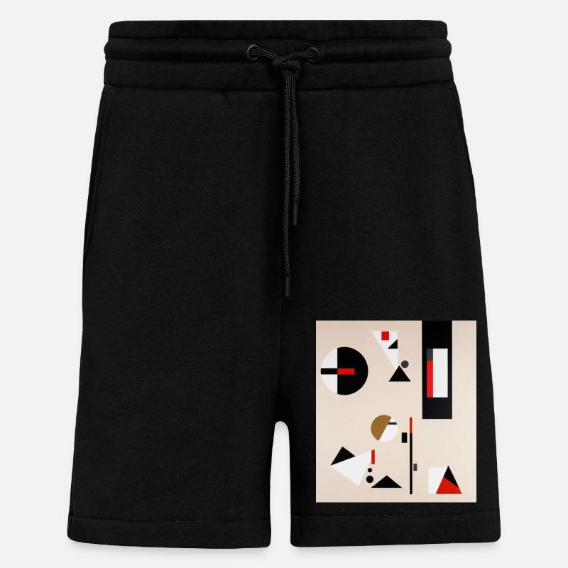 Composition géométrique abstraite - Short bio décontracté fabriqué en UE - SOLID BLACK
