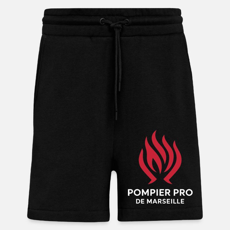 Pompier Pro de Marseille - Short bio décontracté fabriqué en UE - SOLID BLACK