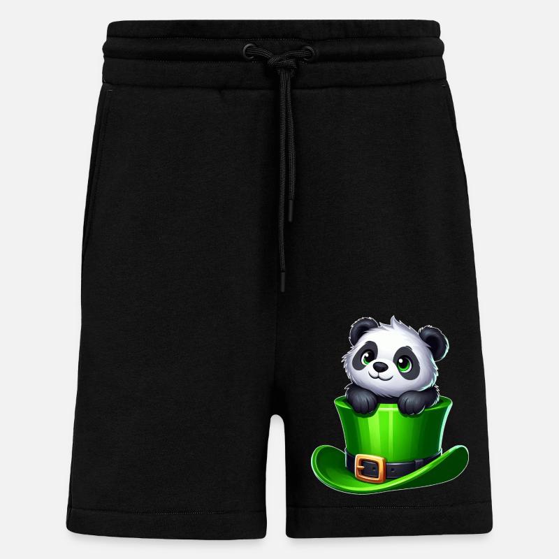 Saint-Patrick Panda Cylindre Trèfle - Short bio décontracté fabriqué en UE - SOLID BLACK