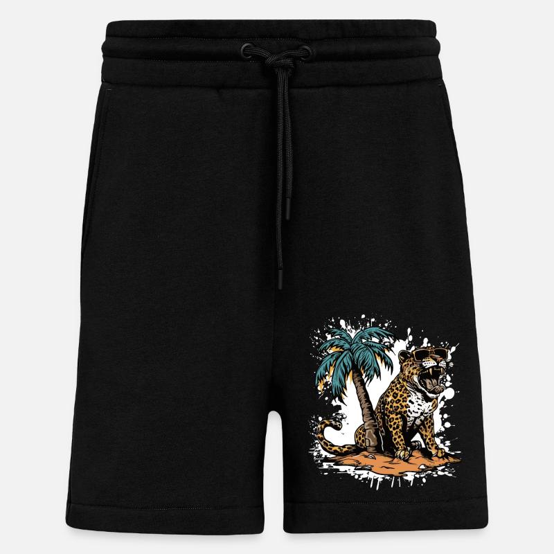 Leopard Insel Palme - Shorts - made by SPREAD - SOLID BLACK