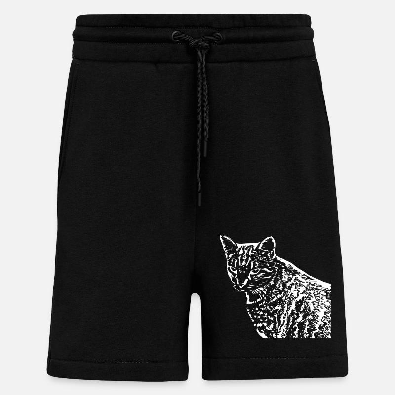 Cat White White Cats - Shorts - made by SPREAD - SOLID BLACK