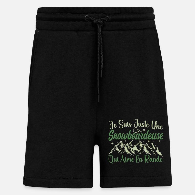 Snowboardeuse aventurier passionnée de Randonnée - Short bio décontracté fabriqué en UE - SOLID BLACK