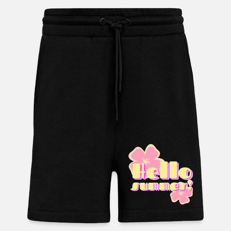 Hello Summer fleurs pastel rétro - Short bio décontracté fabriqué en UE - SOLID BLACK