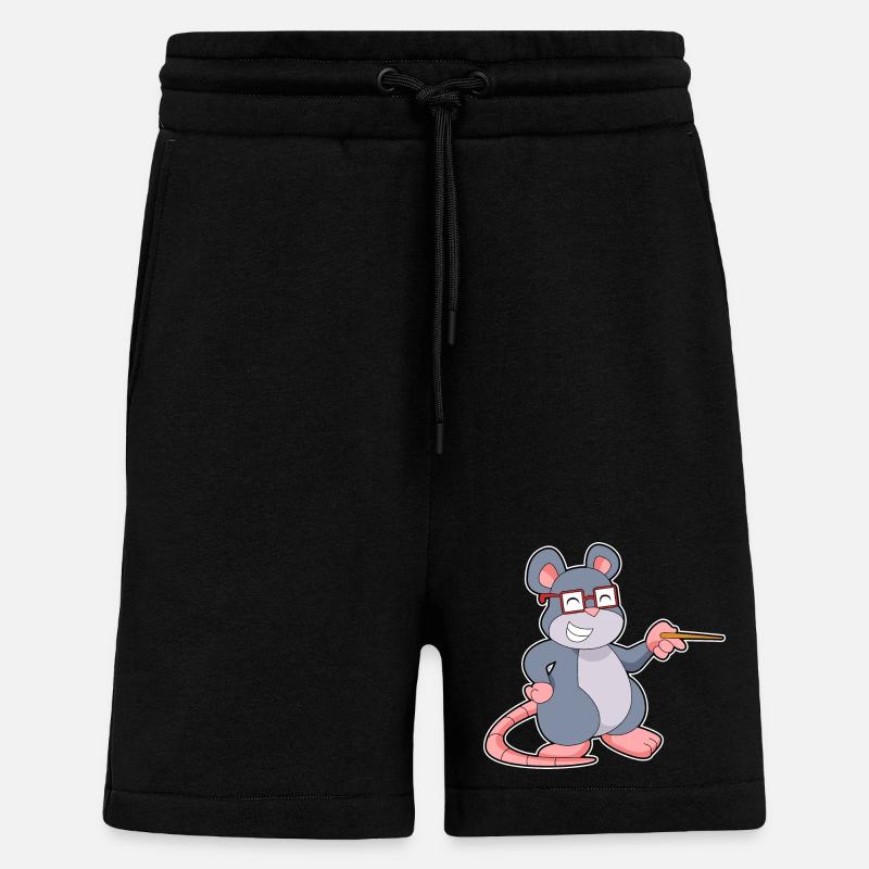 Mouse Teacher Pointer School - Shorts - made by SPREAD - SOLID BLACK