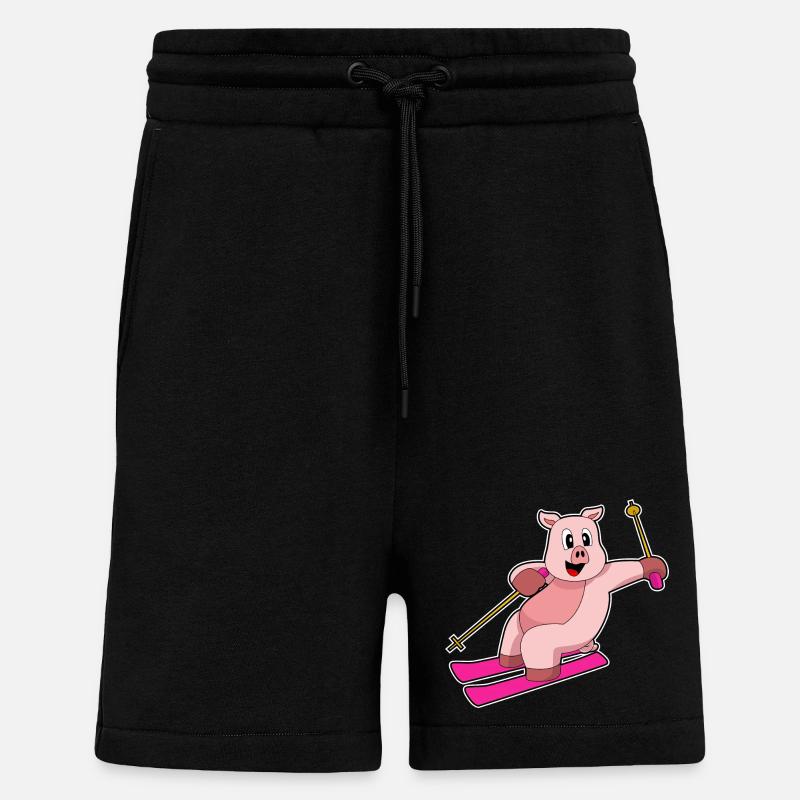 Pig Skier Ski - Short bio décontracté fabriqué en UE - SOLID BLACK