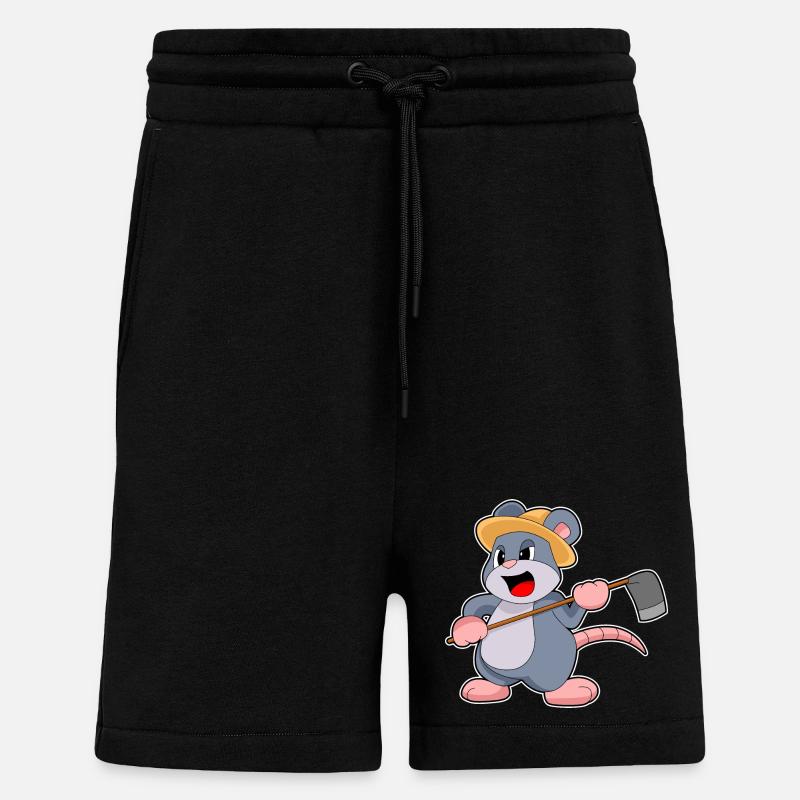 Râteau fermier souris - Short bio décontracté fabriqué en UE - SOLID BLACK