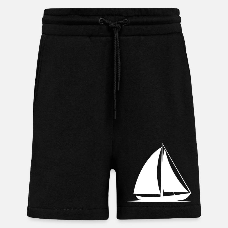 Segelboot Line Art - Shorts - made by SPREAD - SOLID BLACK