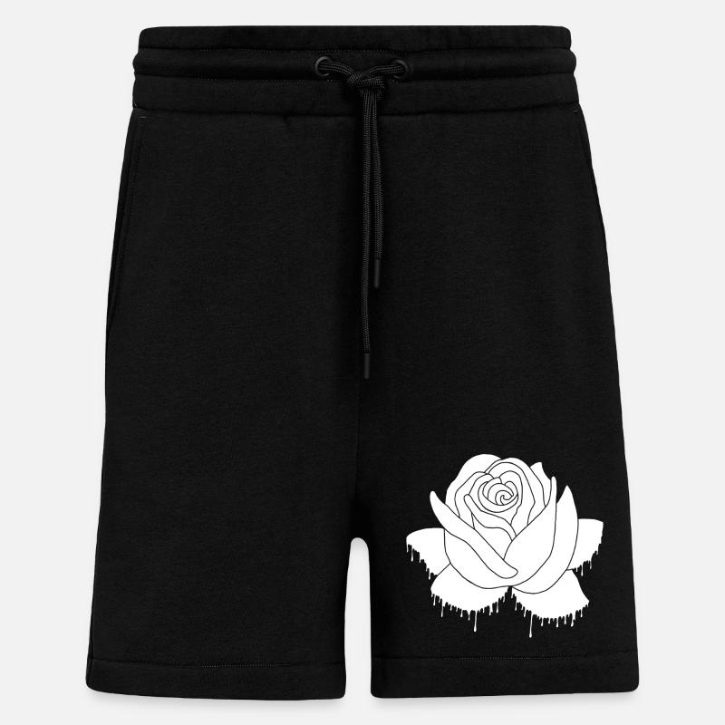 Graffiti d'une rose blanche - Short bio décontracté fabriqué en UE - SOLID BLACK