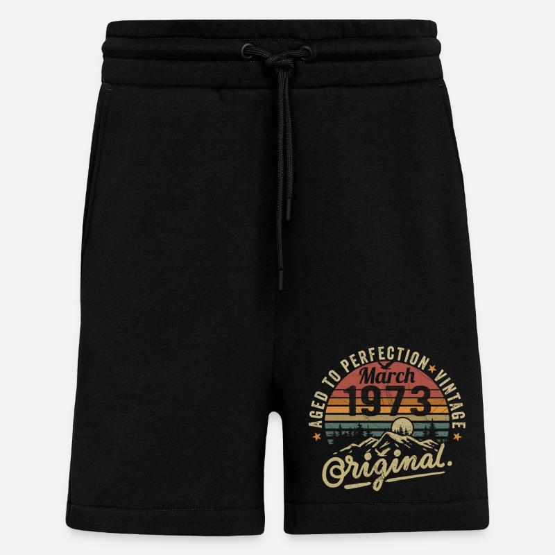 Mars 1973 - Short bio décontracté fabriqué en UE - SOLID BLACK