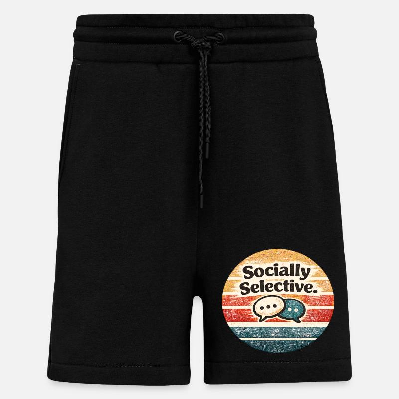 Socially Selective – Retro Chat Meme - Shorts - made by SPREAD - SOLID BLACK