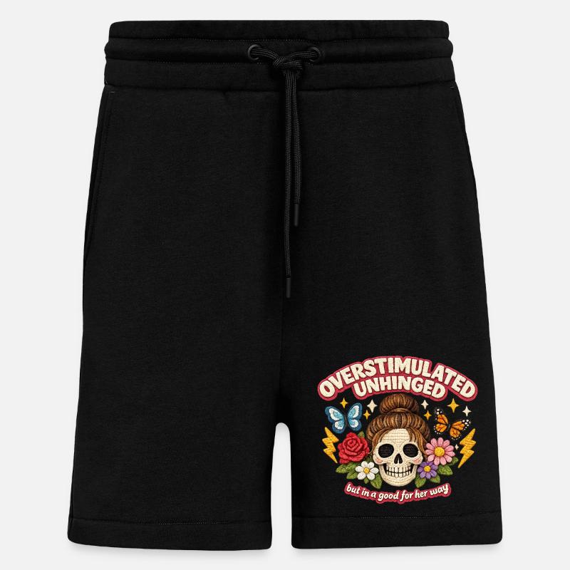 Überstimulierter Schädel mit Blumen Patch - Shorts - made by SPREAD - SOLID BLACK