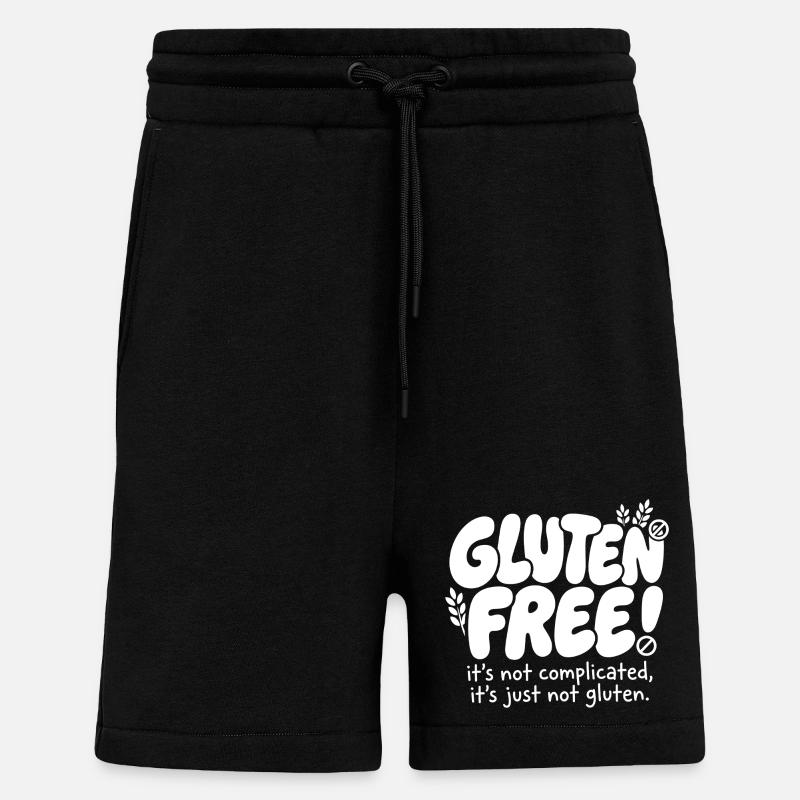 Sans gluten expliqué simplement : Humour - Short bio décontracté fabriqué en UE - SOLID BLACK