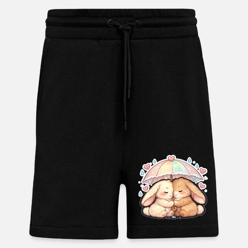 Love bunny umbrella cuddle - Shorts - made by SPREAD - SOLID BLACK