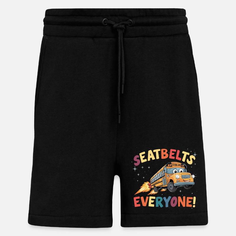 Space School Bus Rocket Flight - Shorts - made by SPREAD - SOLID BLACK