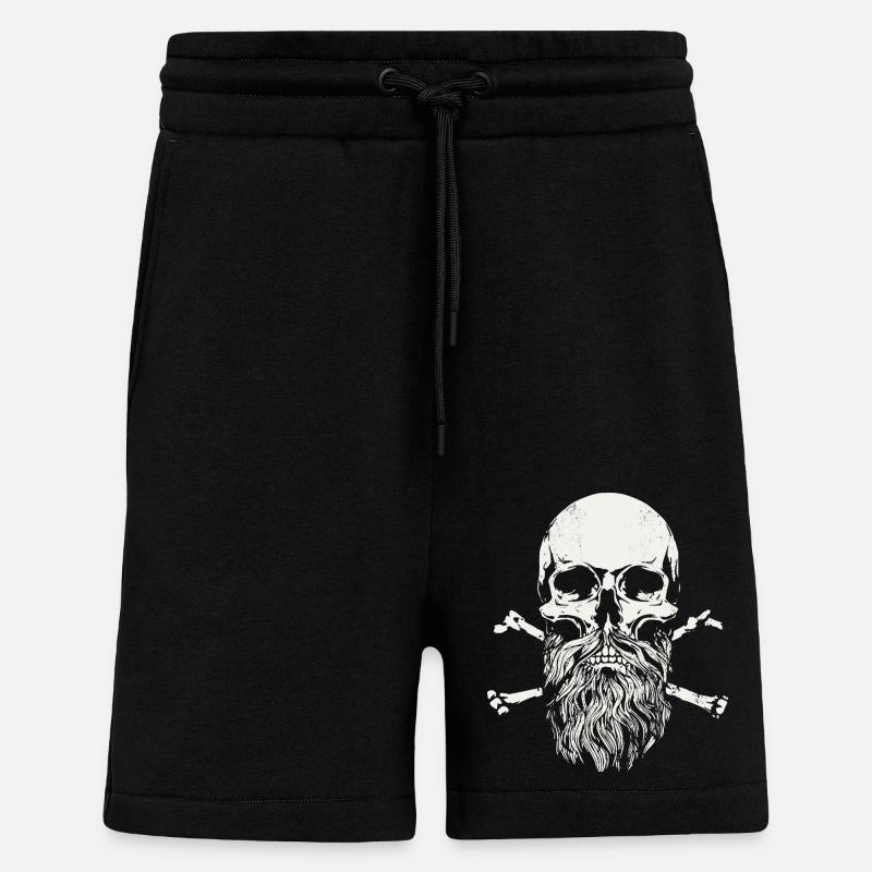 Crâne barbu - crâne - Short bio décontracté fabriqué en UE - SOLID BLACK