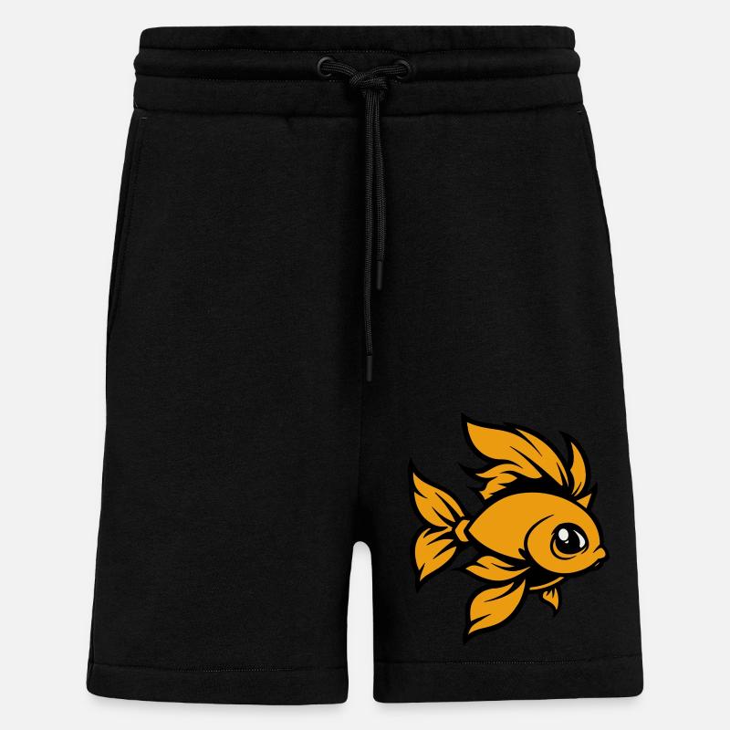 Poisson rouge Poisson Bande Dessinée - Short bio décontracté fabriqué en UE - SOLID BLACK