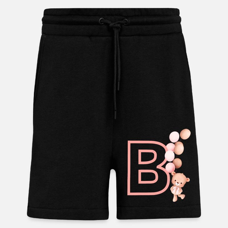 Letter b pink bear - Shorts - made by SPREAD - SOLID BLACK