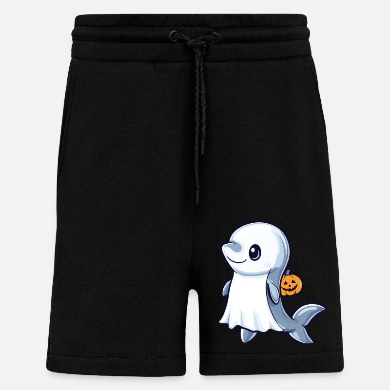 Dolphin Halloween Comic Ghost - Shorts - made by SPREAD - SOLID BLACK