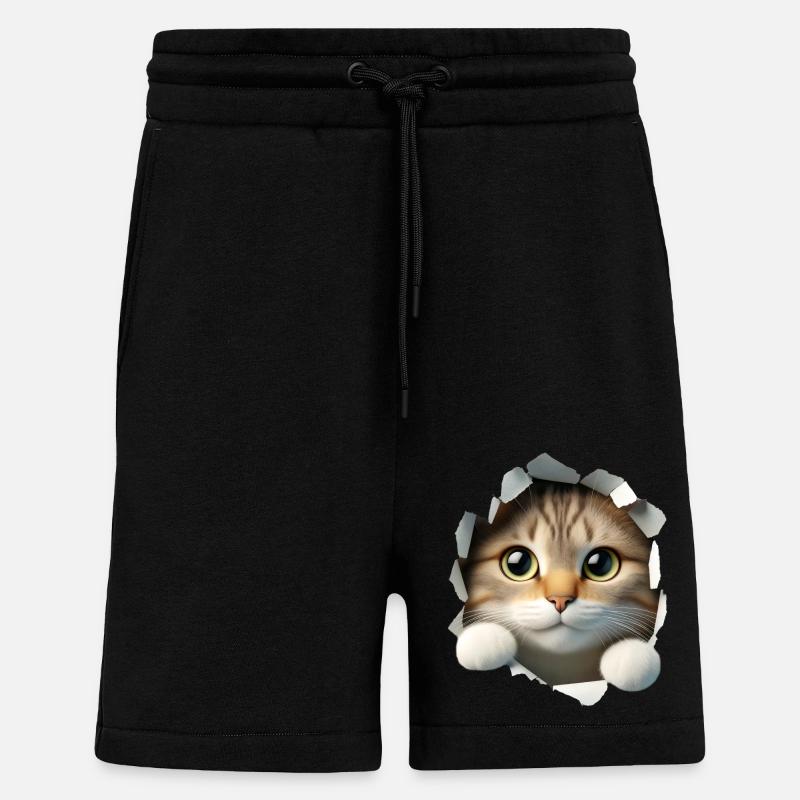 Cat in Hole 1 - Shorts - made by SPREAD - SOLID BLACK