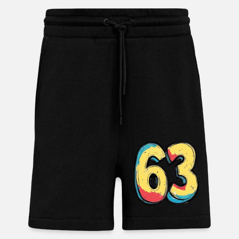 63 Number Comic - Shorts - made by SPREAD - SOLID BLACK