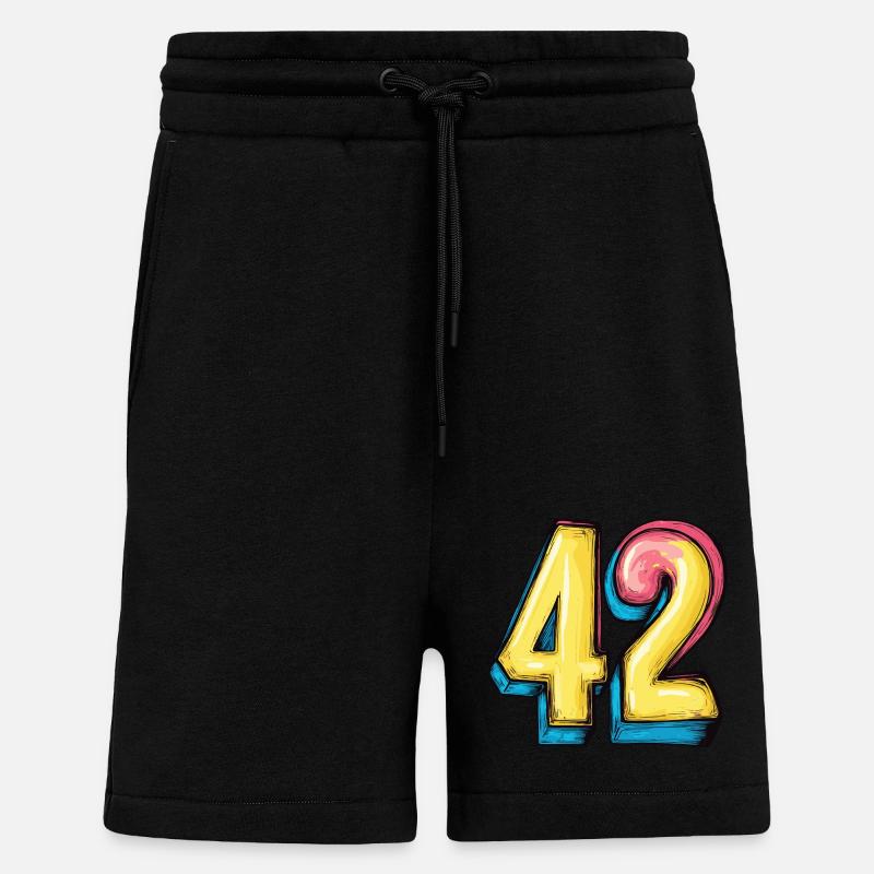 Bande dessinée à 42 numéros - Short bio décontracté fabriqué en UE - SOLID BLACK