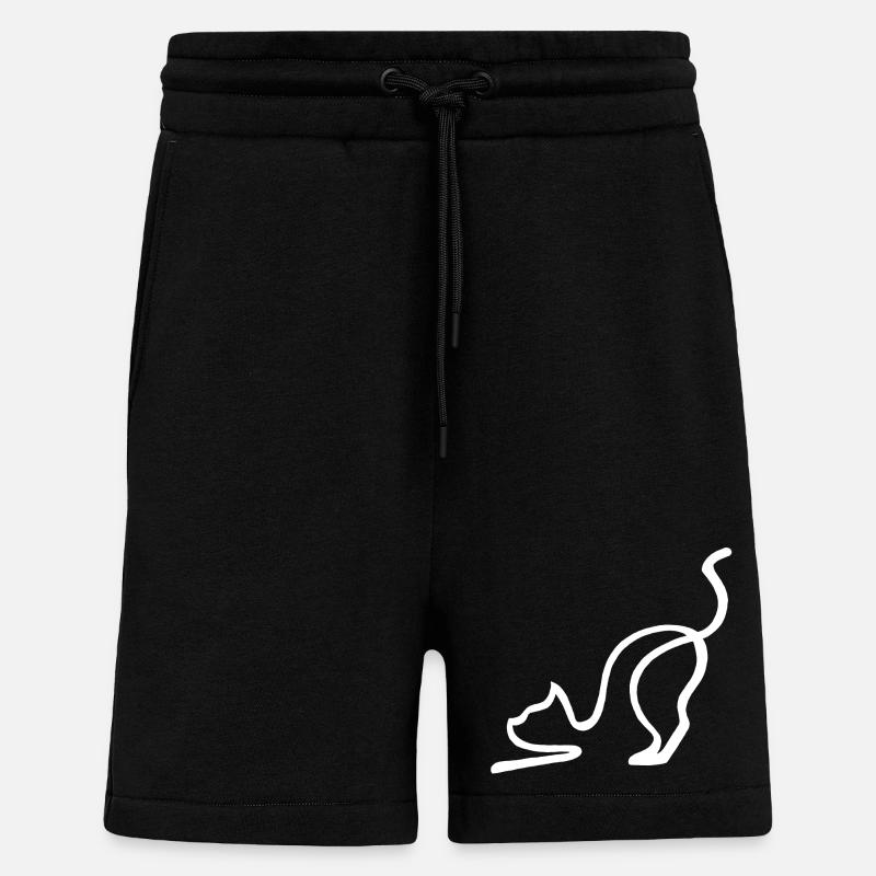 Esquisse du chat blanc - Short bio décontracté fabriqué en UE - SOLID BLACK
