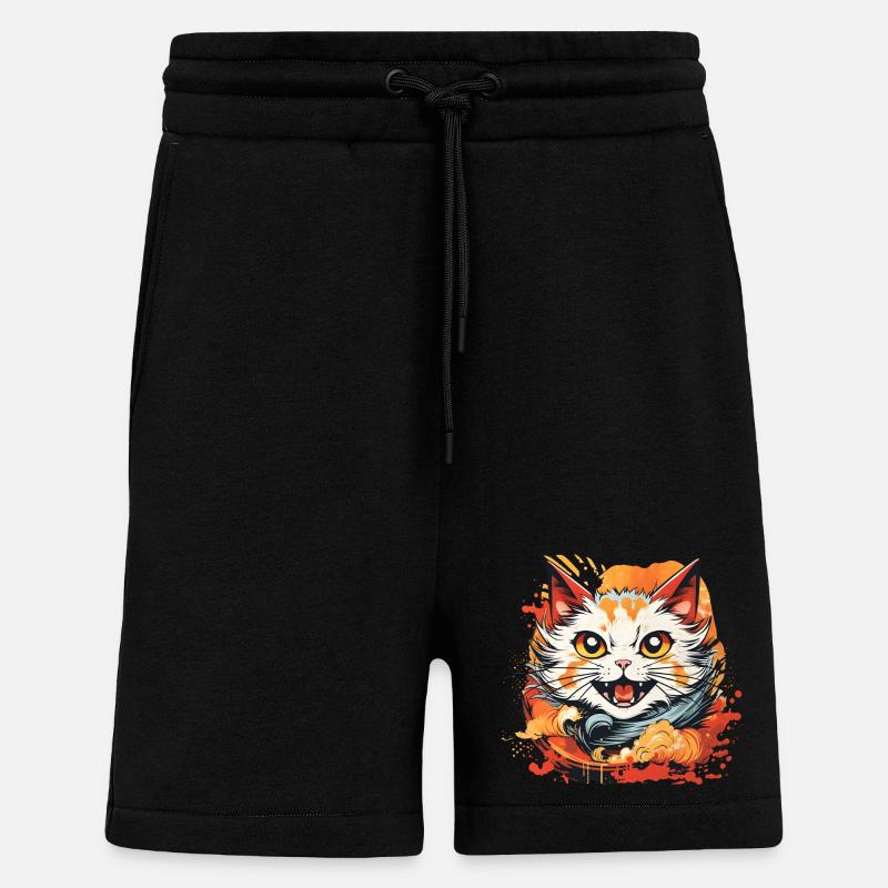 Style d’anime de chat - Short bio décontracté fabriqué en UE - SOLID BLACK