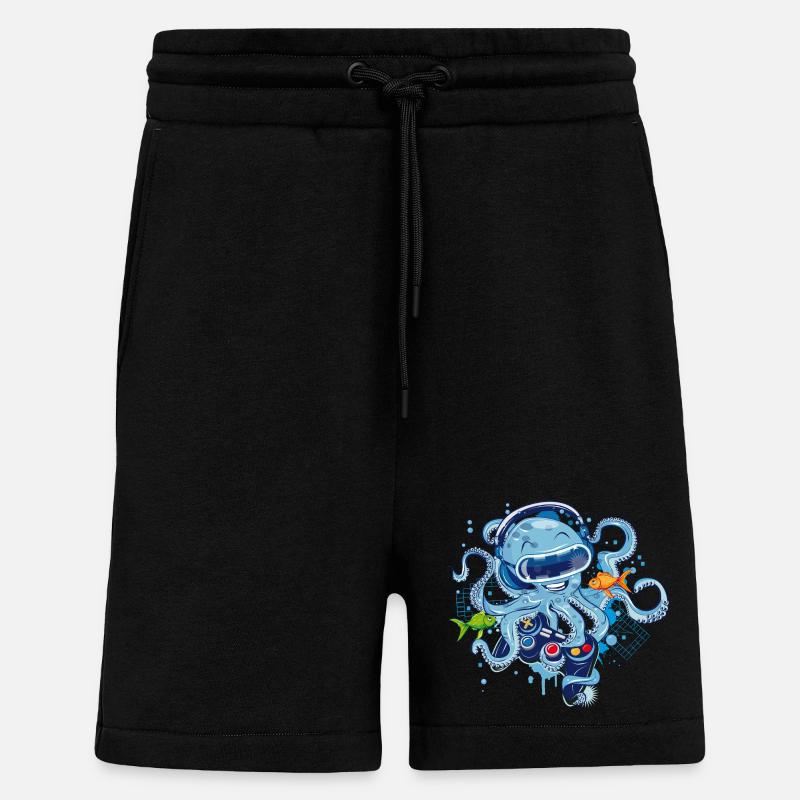 Gaming Oktopus mit Controller - Shorts - made by SPREAD - SOLID BLACK