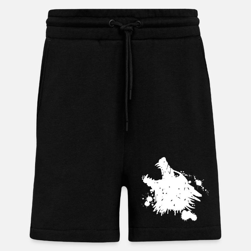 Weißer Wolf heult - Shorts - made by SPREAD - SOLID BLACK