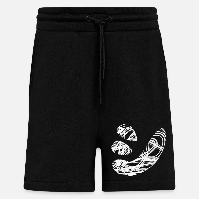 Japanese text 'シ' (shi) pattern - Shorts - made by SPREAD - SOLID BLACK